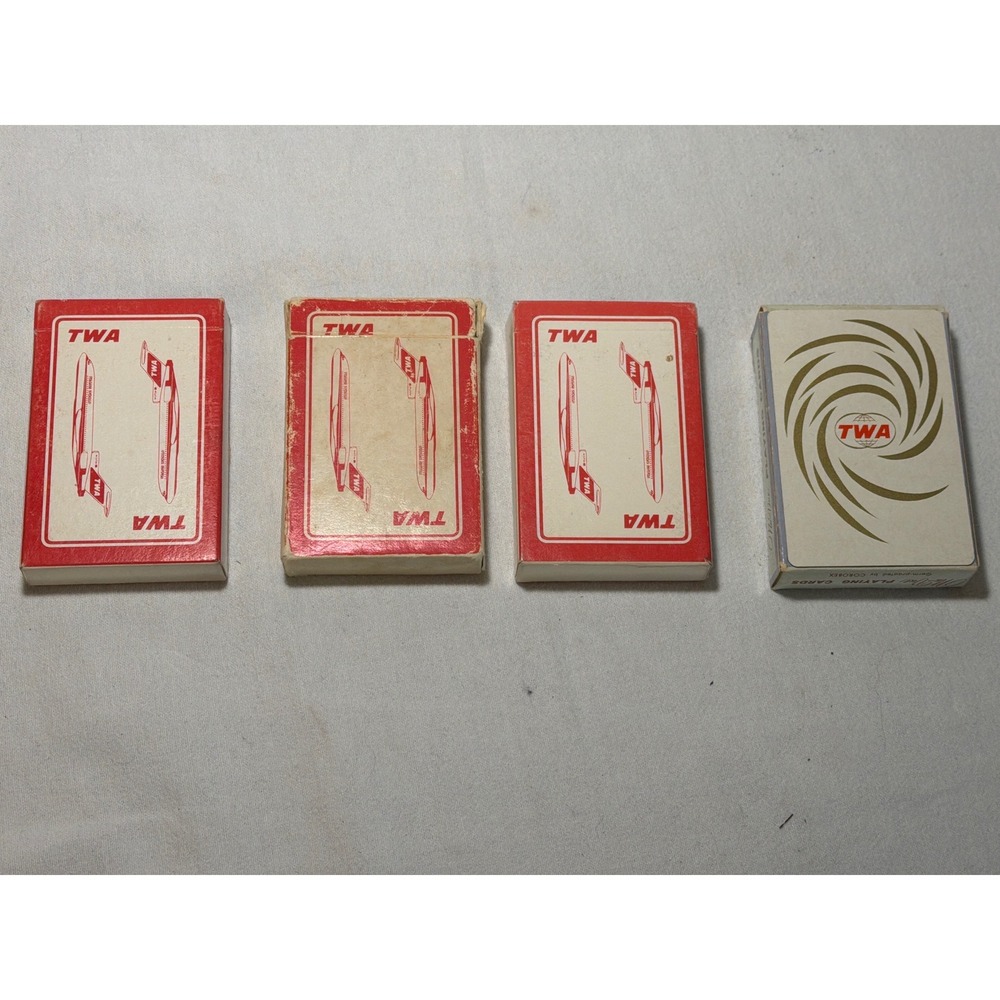 Vintage TWA Playing Cards Lot of 4 Decks Airlines Aviation Memorabilia Nu-Vue